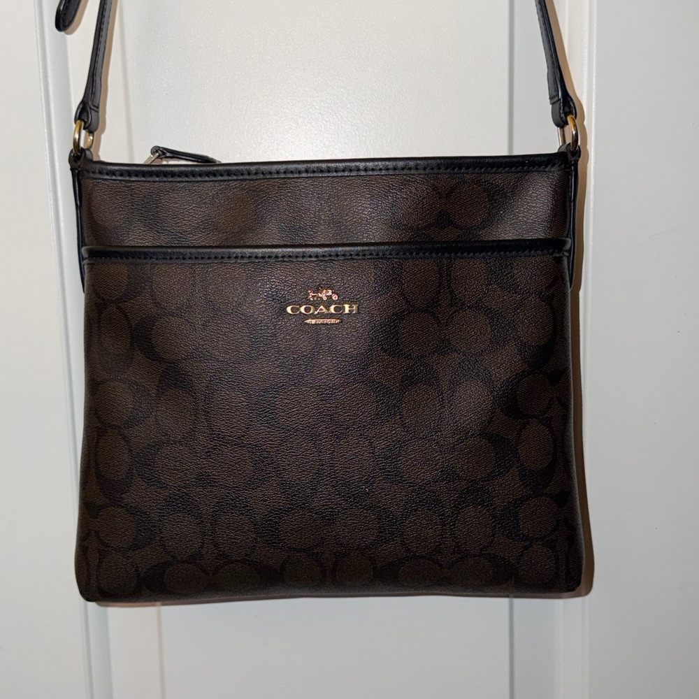 Coach Signature Dark Brown Crossbody Bag